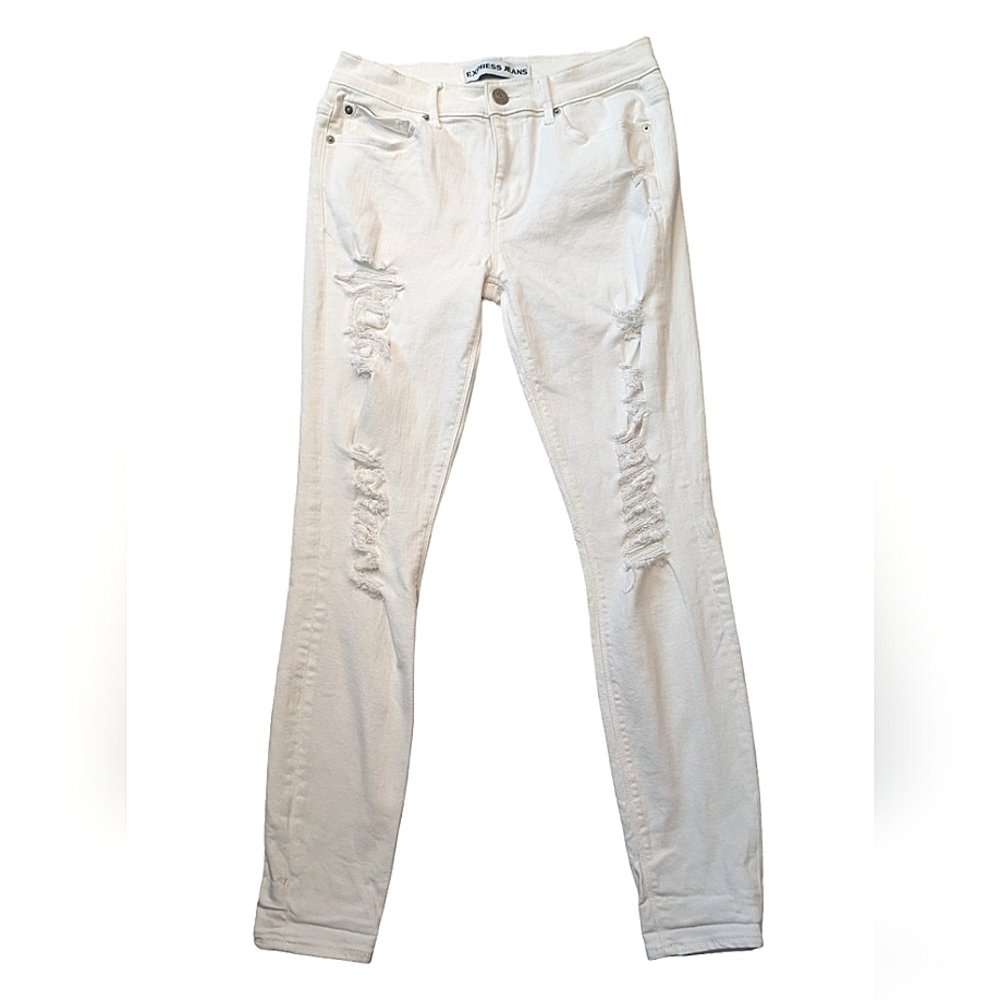 Express legging Mia Mid rise White distressed Skinny Jeans size 4R